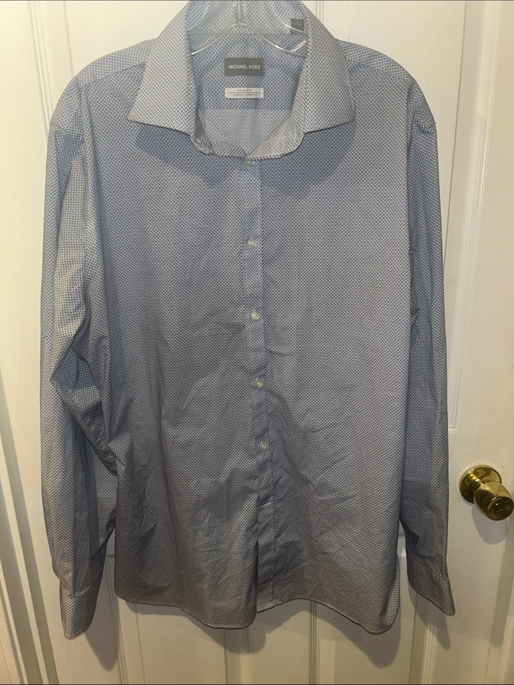 Michael Kors Light Blue Micro-Pattern Men's Dress Shirt